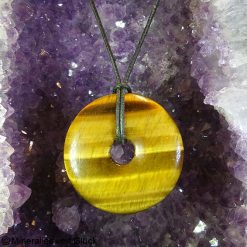 Tigerauge Donut Scheiben, Edelsteinscheiben, Mineralien, Edelsteine, Heilsteine