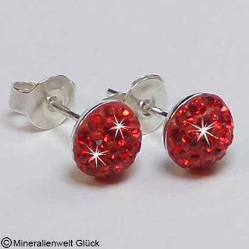 Ohrstecker Halbkugel rot, Ohrschmuck, Edelsteine, Heilsteine,