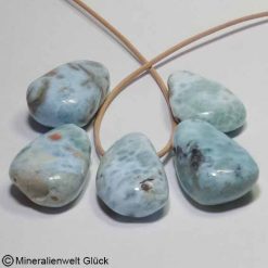 Larimar Trommelsteine gebohrt, Trommelsteine, Edelsteine, Heilsteine