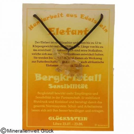 Bergkristall Elefant, Sternzeichen, Edelsteine, Heilsteine