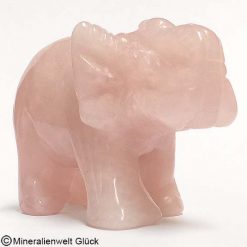 Edelstein Elefant Rosenquarz, Tierfiguren, Mineralien, Edelsteine, Heilsteine